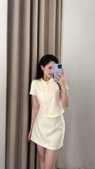 Danny Top - Áo kiểu nữ ngắn tay cổ sam ngọc trai