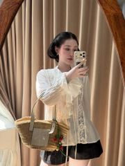 Lala Shirt - Áo tơ đũi phối ren