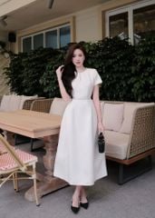 Valentina Dress - Đầm midi ngắn tay cổ đá chiết eo