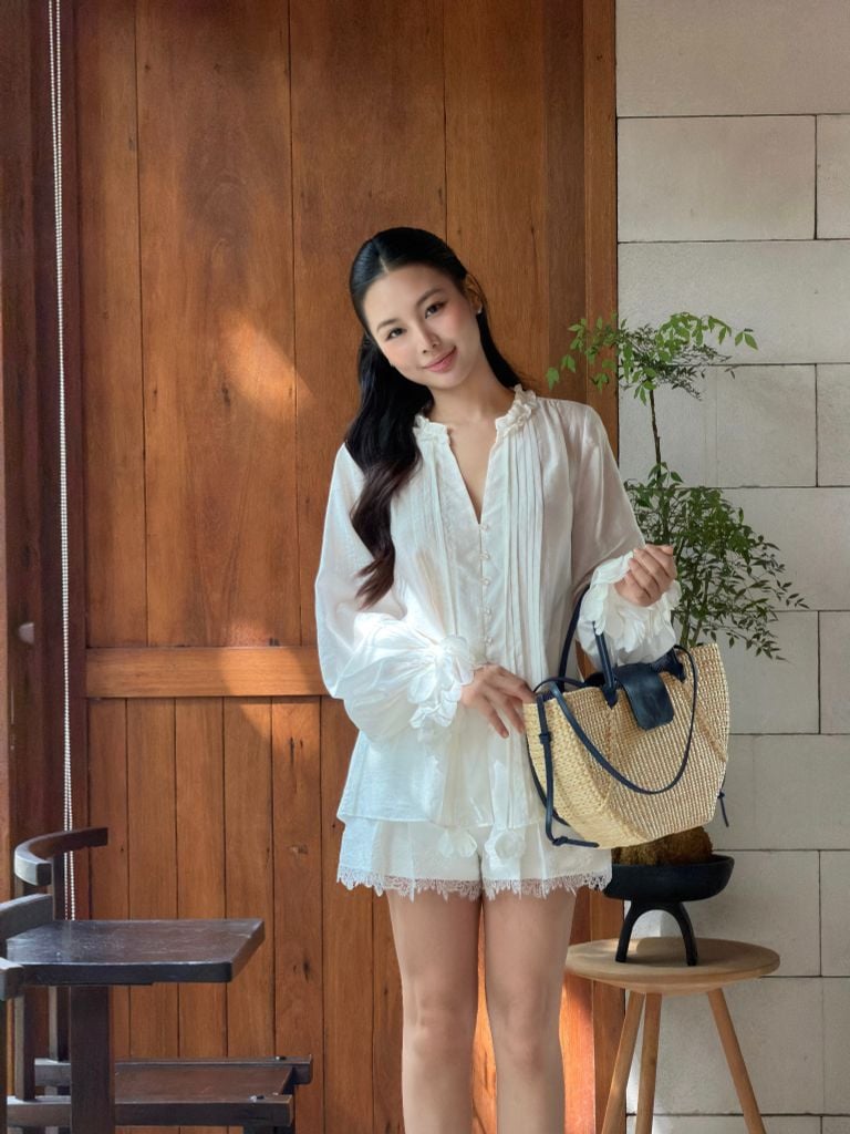 Nabi Shirt - Sơmi tơ tay hoa