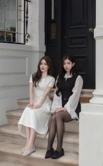 Valentina Dress - Đầm midi ngắn tay cổ đá chiết eo