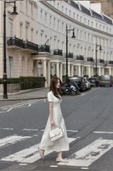 Valentina Dress - Đầm midi ngắn tay cổ đá chiết eo