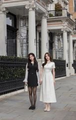 Valentina Dress - Đầm midi ngắn tay cổ đá chiết eo