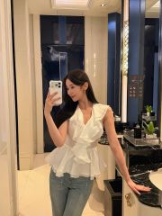 Emma Top - Áo tơ peplum cổ V bèo
