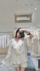 Naomi Shirt - Áo chiffon cổ V bèo