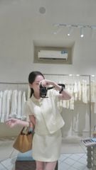 Danny Top - Áo kiểu nữ ngắn tay cổ sam ngọc trai