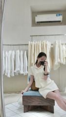 Danny Top - Áo kiểu nữ ngắn tay cổ sam ngọc trai