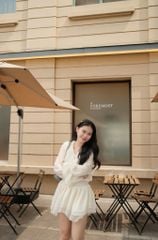 Flore Dress - Váy chiffon nhún eo cổ V bèo