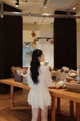 Flore Dress - Váy chiffon nhún eo cổ V bèo
