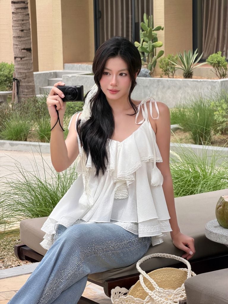Mie Cami - Áo 2 dây tơ phối ren