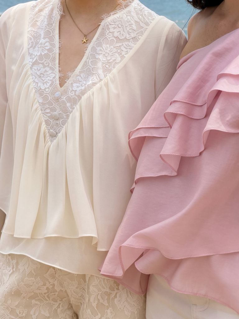 Alice Shirt - Sơmi chiffon cổ V ren
