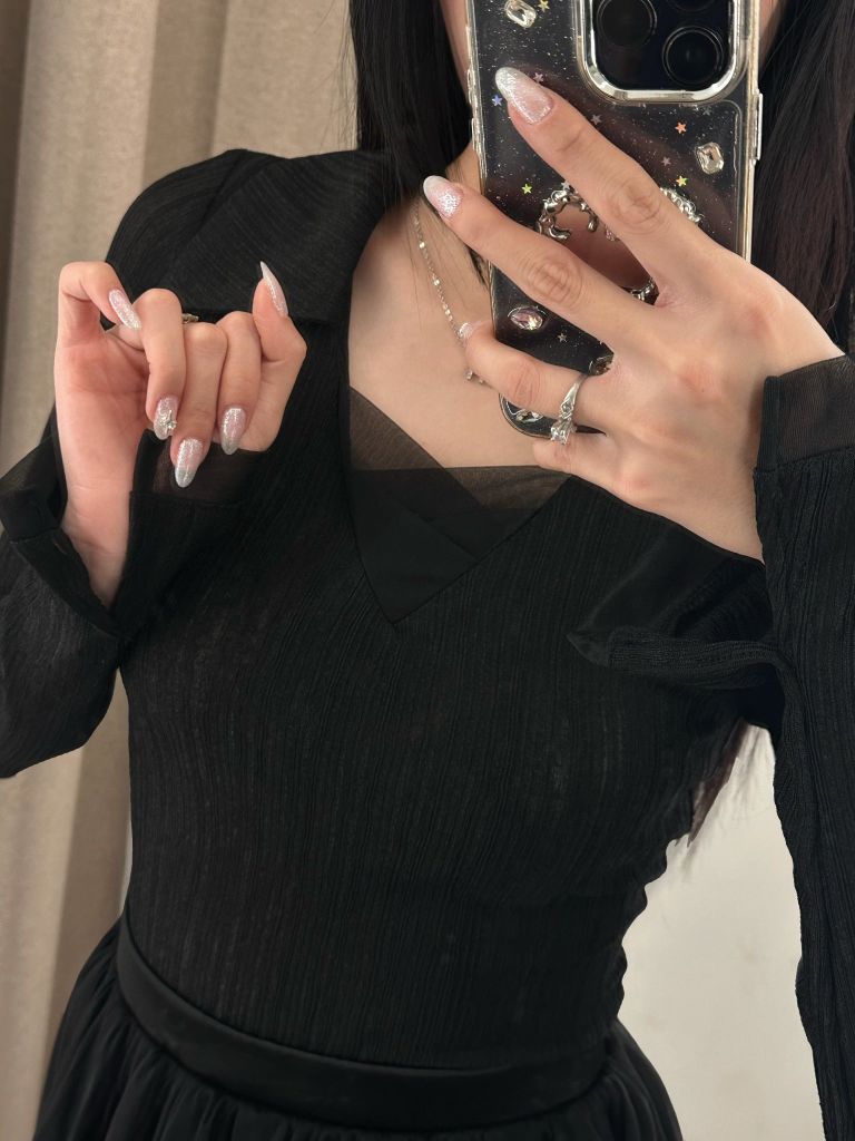 Jenni Top - Áo thun gân dài tay cổ bẻ