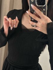 Jenni Top - Áo thun gân dài tay cổ bẻ