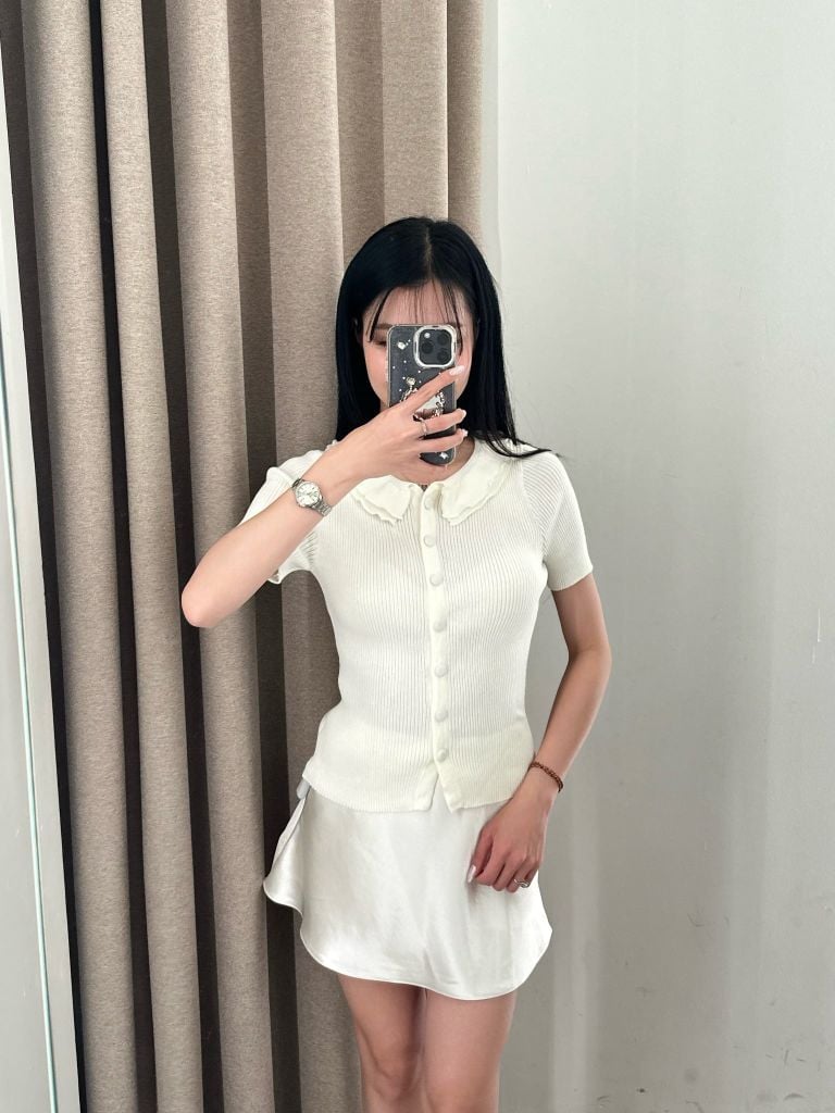 Amelie Top - Áo dệt kim cổ bèo nhún