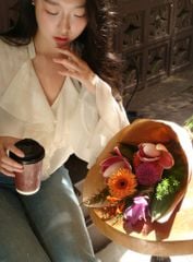 Naomi Shirt - Áo chiffon cổ V bèo