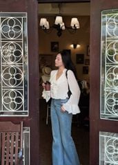 Naomi Shirt - Áo chiffon cổ V bèo