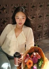 Naomi Shirt - Áo chiffon cổ V bèo