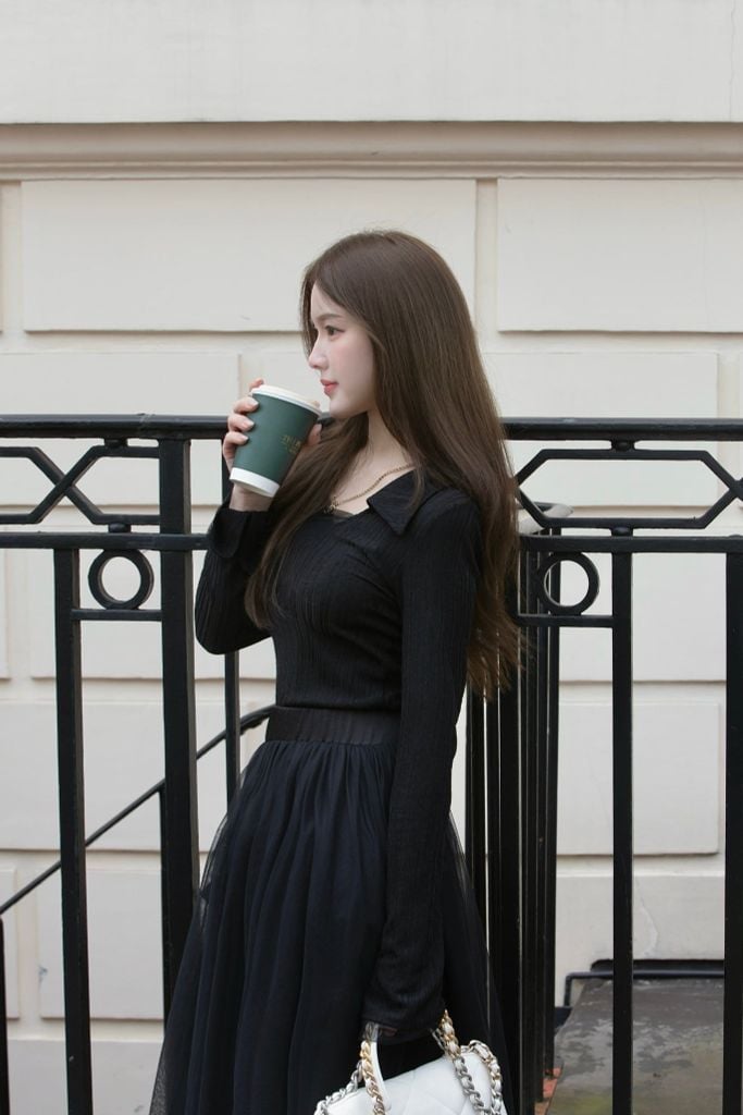 Jenni Top - Áo thun gân dài tay cổ bẻ