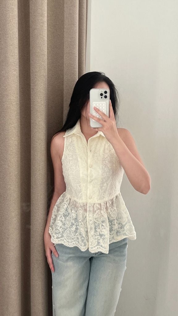 Jolie Top - Áo ba lỗ ren peplum