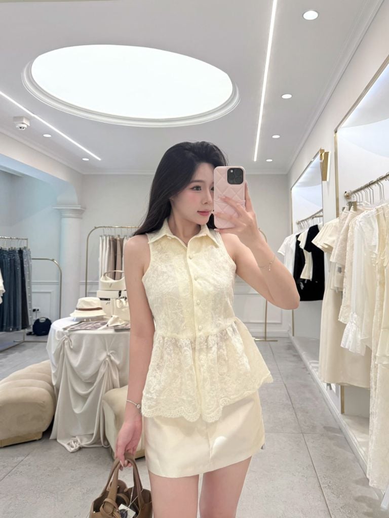 Jolie Top - Áo ba lỗ ren peplum