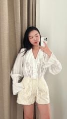 Lala Shirt - Áo tơ đũi phối ren