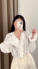 Lala Shirt - Áo tơ đũi phối ren