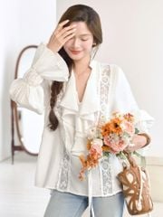 Lala Shirt - Áo tơ đũi phối ren