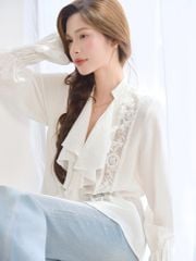 Lala Shirt - Áo tơ đũi phối ren