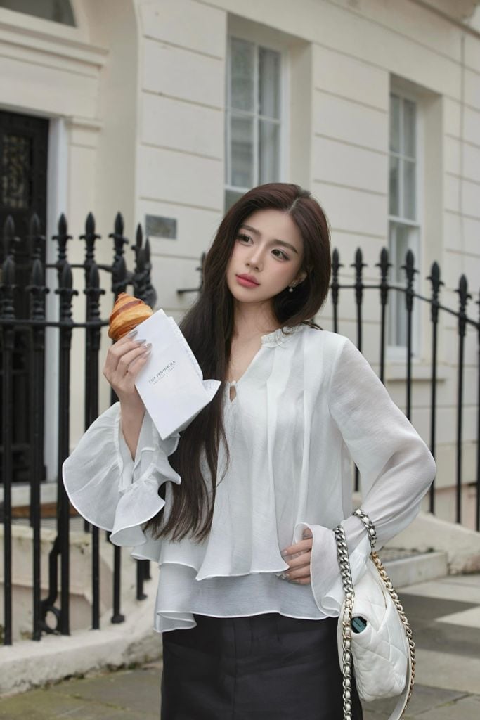 Lisa Shirt - Sơmi tơ tay bồng