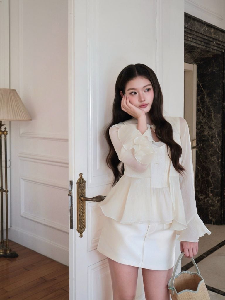 Milky Top - Áo tơ cổ sen