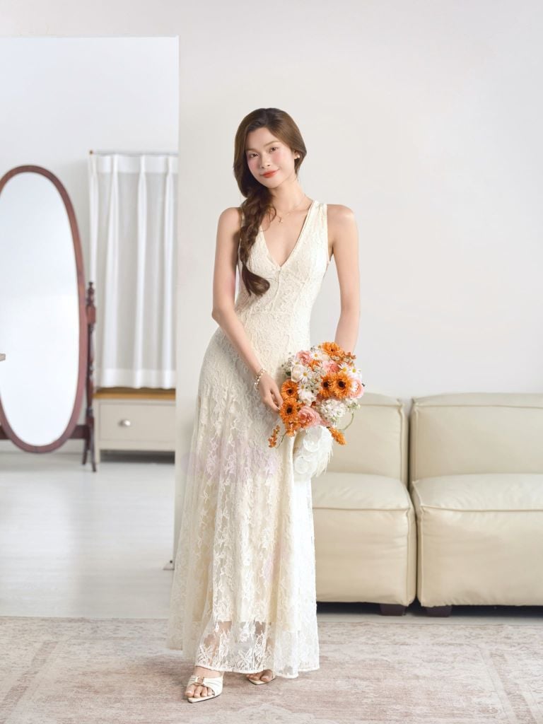 Ophelia Dress - Váy ren dáng dài 2 lớp