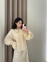 Peony Top - Sơmi suông hoạ tiết ren thêu hoa