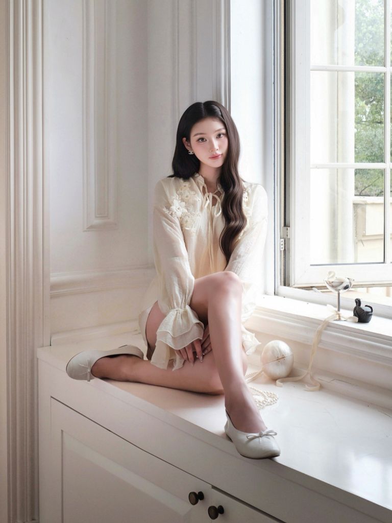 Peony Top - Sơmi suông hoạ tiết ren thêu hoa