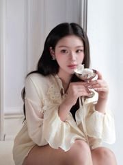 Peony Top - Sơmi suông hoạ tiết ren thêu hoa