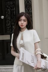 Posey Top - Áo ngắn tay nẹp đá