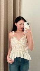 Solena Cami - Áo 2 dây nhún phối ren
