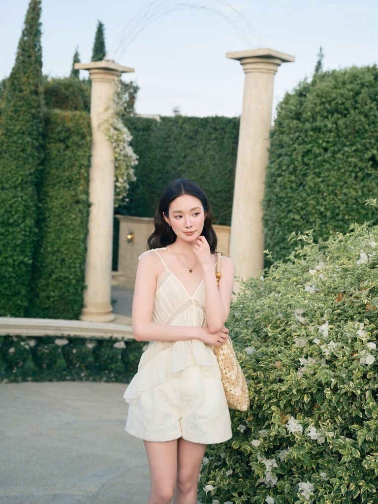 Solena Cami - Áo 2 dây nhún phối ren