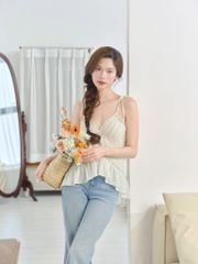 Solena Cami - Áo 2 dây nhún phối ren