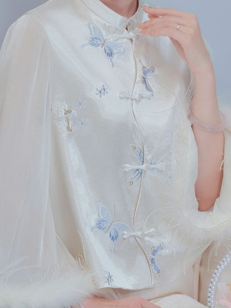 Thiên Lam - Áo lụa thêu tay phối lông