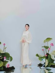 Thiên Lam - Áo lụa thêu tay phối lông