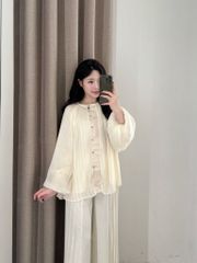 Tịnh Yên - Áo tơ xếp ly phối gấm