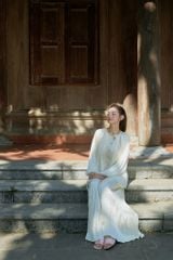 Tịnh Yên - Áo tơ xếp ly phối gấm