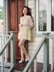 Mae Dress - Set váy kèm áo choàng tơ xếp ly
