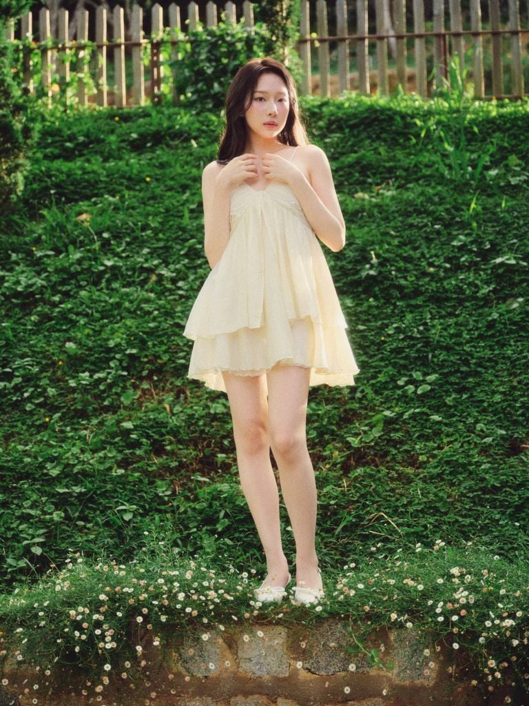Mae Dress - Set váy kèm áo choàng tơ xếp ly