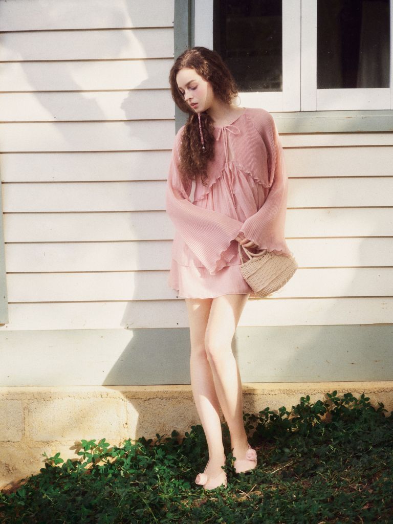 Mae Dress - Set váy kèm áo choàng tơ xếp ly