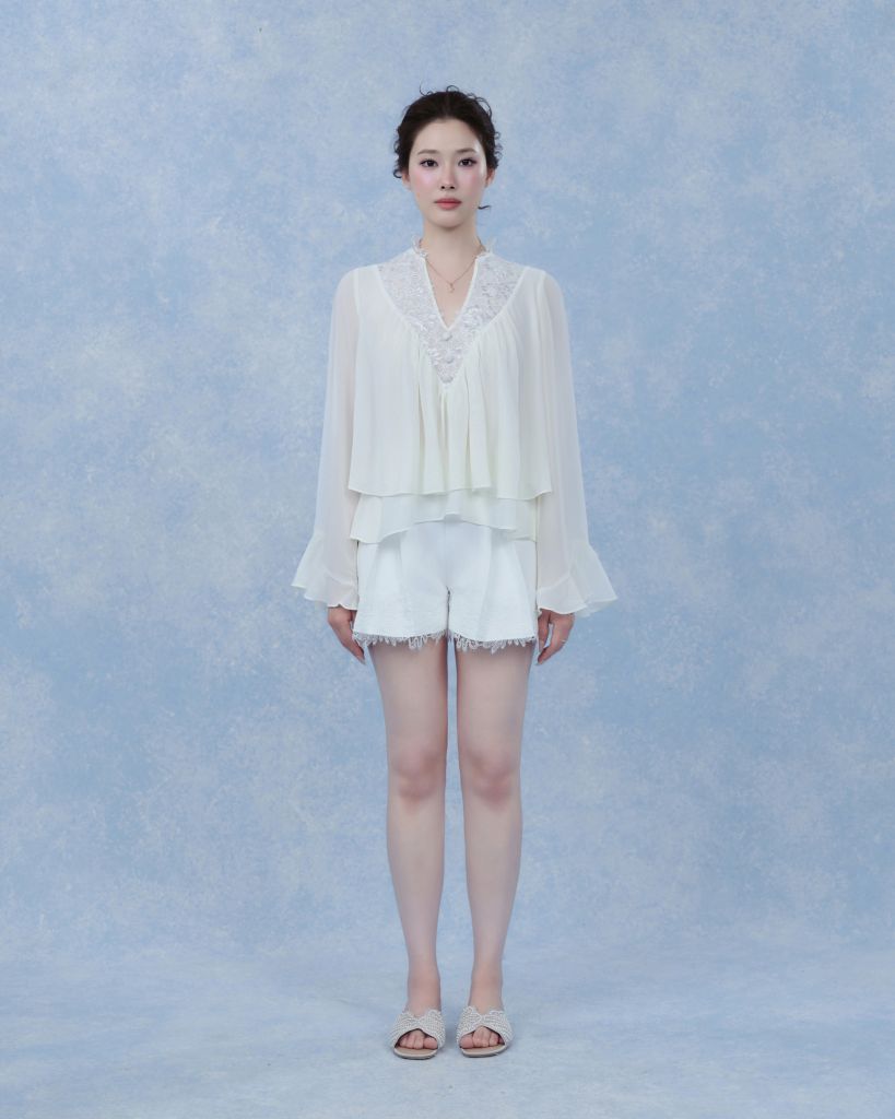 Alice Shirt - Sơmi chiffon cổ V ren