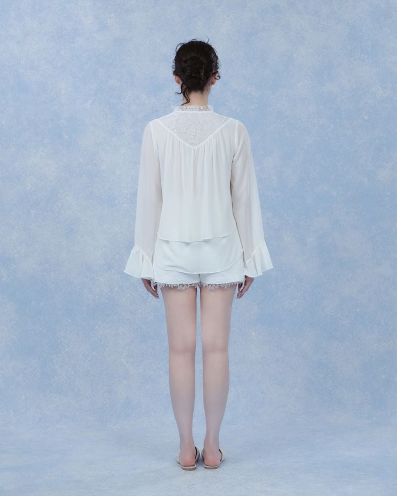 Alice Shirt - Sơmi chiffon cổ V ren
