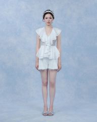 Emma Top - Áo tơ peplum cổ V bèo