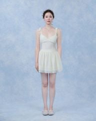 Helena Dress - Váy 2 dây tơ nhăn phối ren