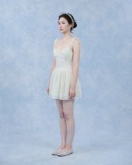 Helena Dress - Váy 2 dây tơ nhăn phối ren